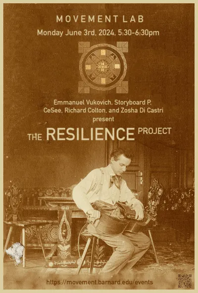 Barnard Movement Lab workshop featuring music by Zosha Di Castri and Bartok performed by violinist Emmanuel Vukovich with choreography by Storyboard P and CeSee