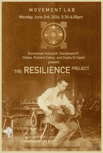 Barnard Movement Lab workshop featuring music by Zosha Di Castri and Bartok performed by violinist Emmanuel Vukovich with choreography by Storyboard P and CeSee