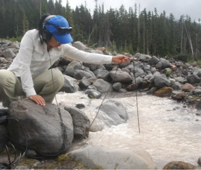 Ibarra listening to a river