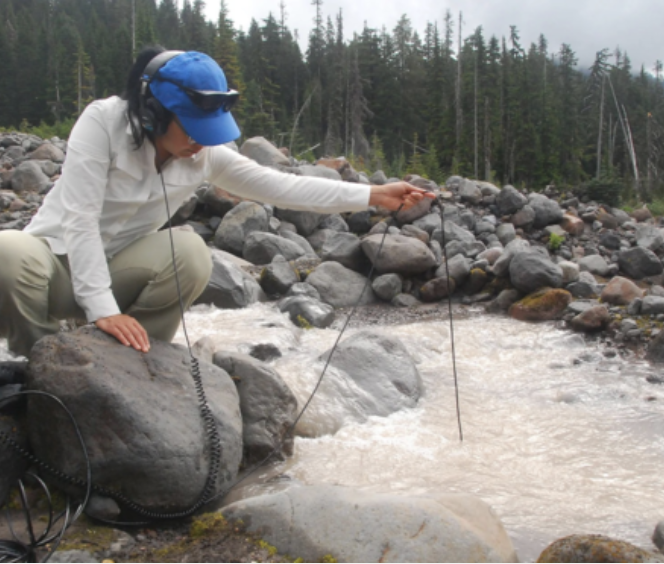 Ibarra listening to a river