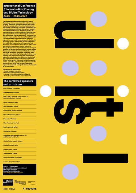 Event poster -- a lot of text and gray circles on a yellow background