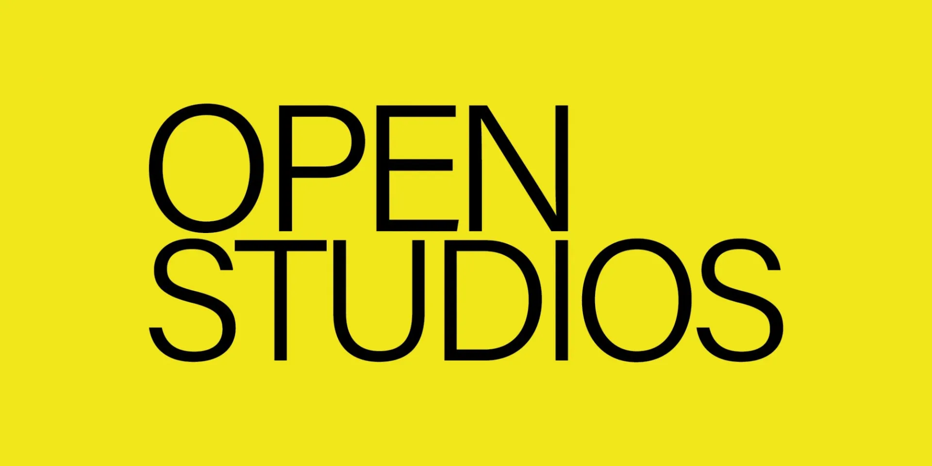 "Open Studios" written over a bright yellow background