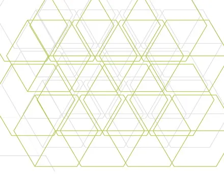 Green overlapping triangles on a white background